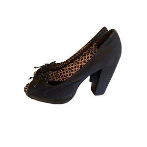 Black Coach Corey Block Heel Peep Toe Pump Size 9M
